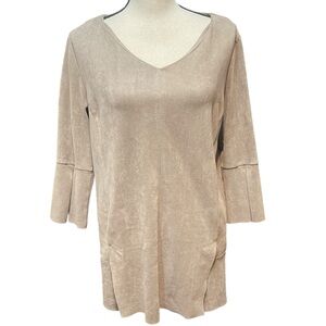Soft Surroundings Tan Faux Suede Tunic Top Women's Medium